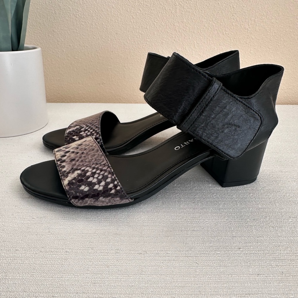 Franco Sarto Fabiola Black Snake Leather Heeled Sandals Women’s 6M - Picture 3 of 14